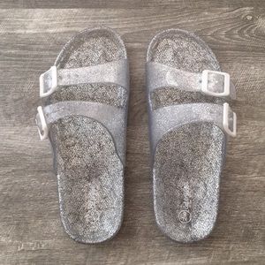 glitter clear sandals